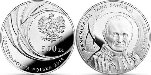 pologne 2014 canonisation de JP II 500 zl