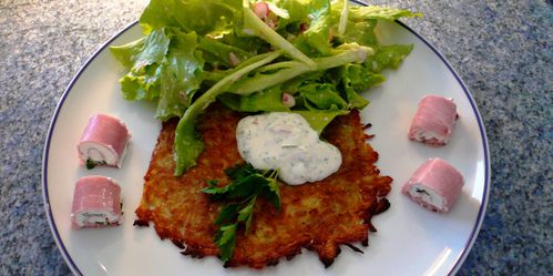 rosti jambon salade et radis du jardin