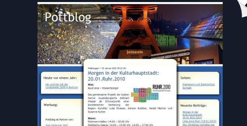 La page d'accueil de Pottblog.de (saisie d'écran) Saisie écran Pottblog