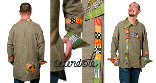 chemise homme vert orange