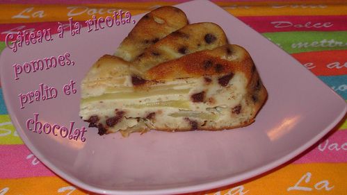 Gâteau ricotta, pommes, pralin, chocolat3