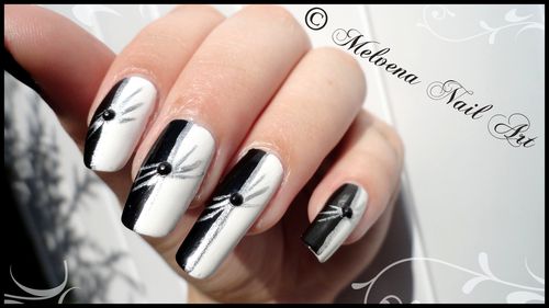 nail art noir blanc argent5