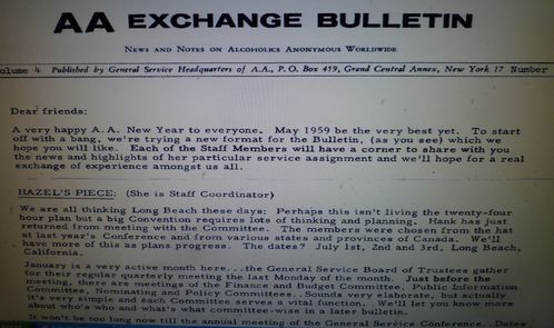 AA Exchange Bulletin 1959