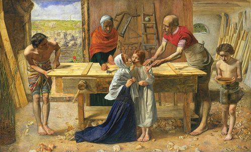 Jésus-Enfant dans l' atelier de Nazareth.