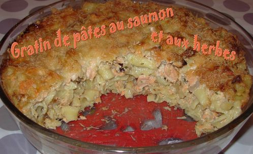 Gratin de pâtes, saumon & herbes3