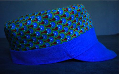 0.2014 casquette velvet bleue motif patte d'oiseau