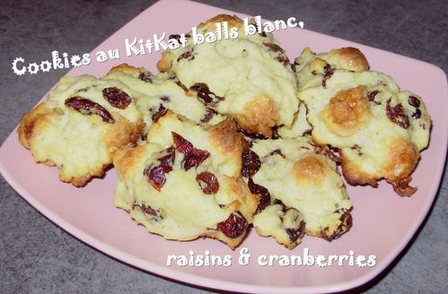 Cookies balls blancs, raisins & cranberries2