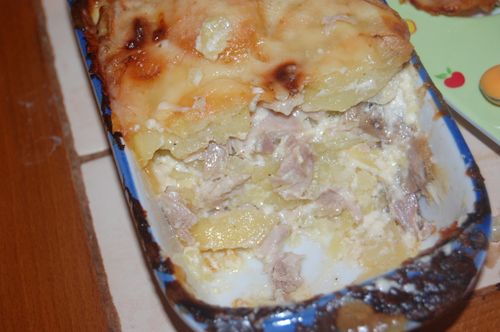 gratin pommes de terre, poulet gras de foie gras