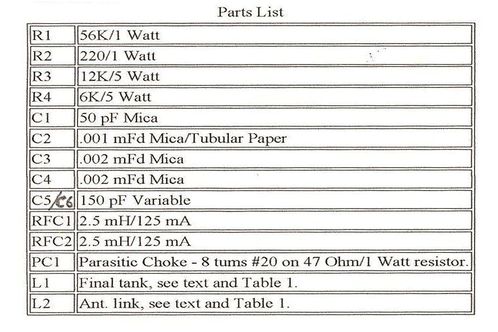 6l6Part list1