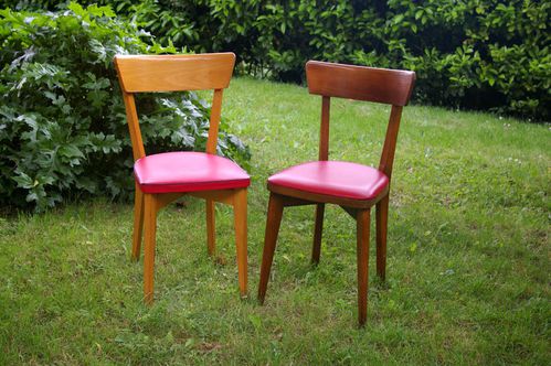 chaises cuisine rouge vintage