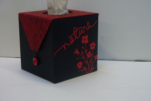 cartonnage boîte à mouchoirs rouge et noir