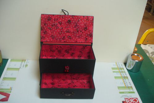 cartonnage et broderie boîte à bijoux