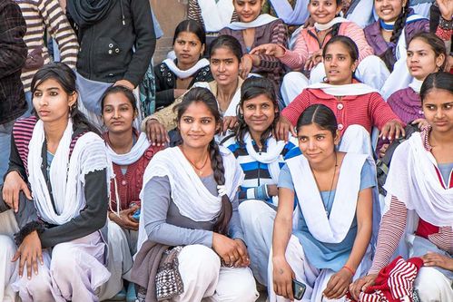 Inde, Agra, groupe d'étudiantes