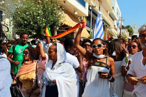 746f4 Procession du 15 août dans l'île de Tinos, les Éth