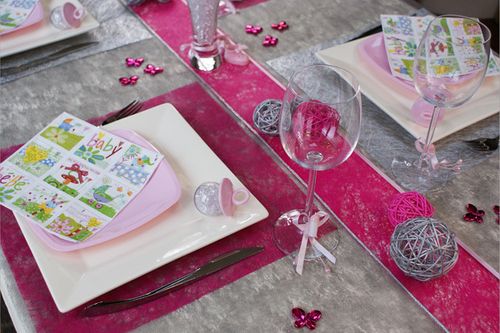 Deco Table Bapteme Rose Et Gris