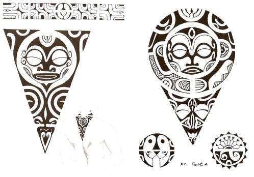 tatouage tortue maori. Motifs de tatouage Polynésien et marquisien, cette forme convient aussi bien 