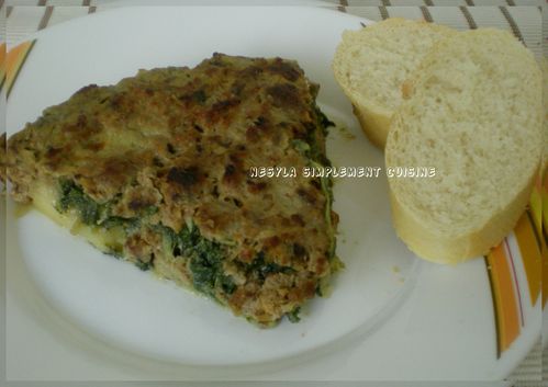 gratin d'épinards, viande hachée et pomme de terre