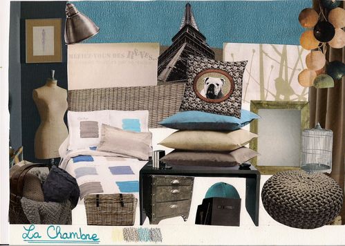Des planche, des ambiances : créations very déco very déco, le ... Chambre turquoise et taupe
