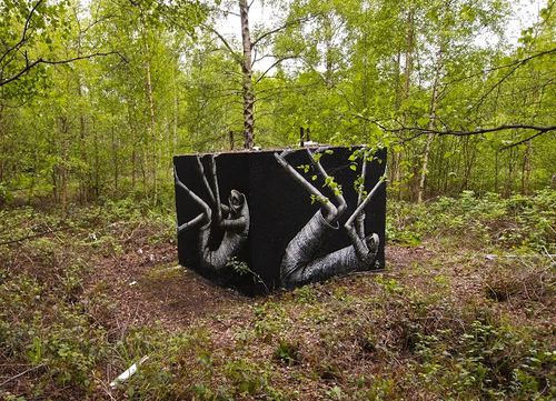 Phlegm cube forêt street-art