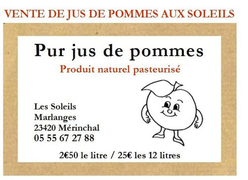 Vente jus de pommes creuse mérinchal