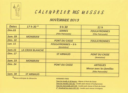 Messes Novembre 2013