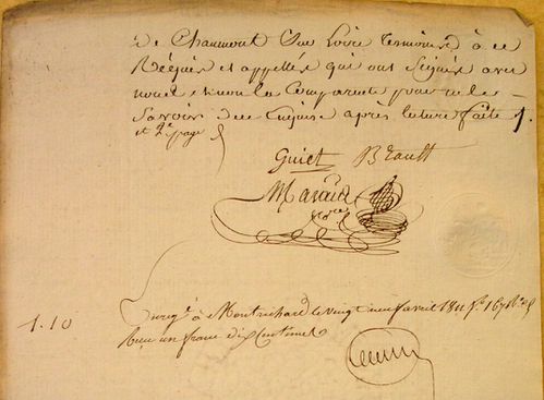 1811 Déclaration de Grossesse Signature du notaire Marais