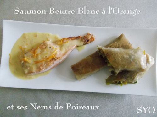 Saumon beurre blanc orange-nems poireaux-Mamigoz