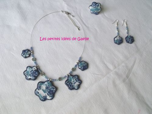 Parure Fleur bleue tour de cou