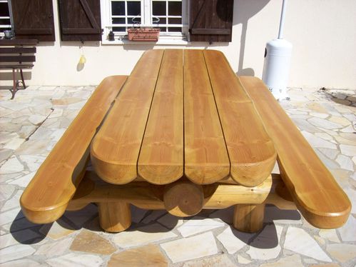 table jardin bois rondins
