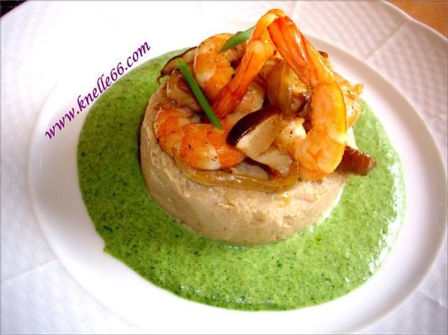 Gambas à la purée de châtaignes 1