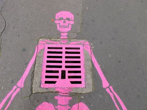 rose street-art squelette