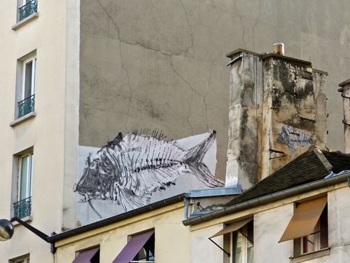 poisson arête street-art Bonom