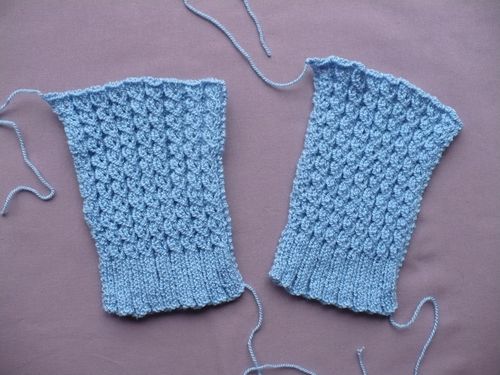 tricot mitaines bleues