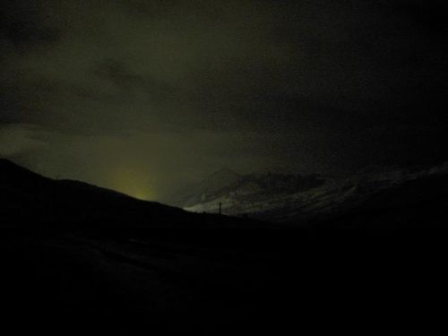 nachts in den Pyrenäen, -1 Grad Schnee
