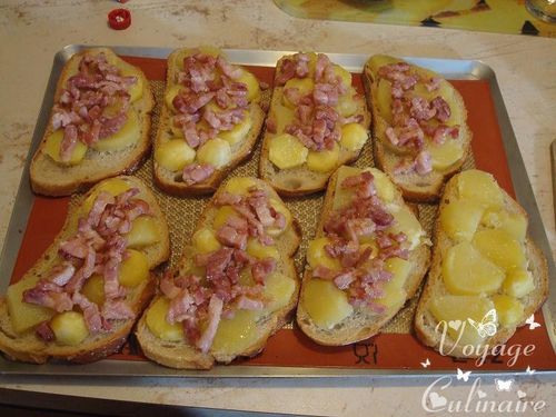 Recette Brushetta fromages, lardons & oignons sur Chefclub daily