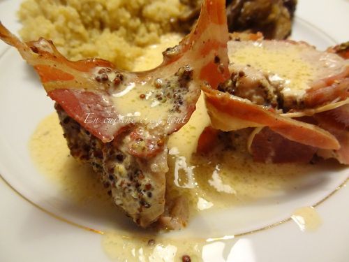 Filet mignon a la moutarde quinoa et champignons