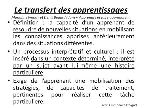 Transfert D'Apprentissage; Learning Transfer; Training Transfer ...