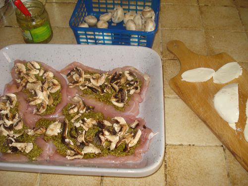 Escalopes de poulet Pesto Champi Mozza 2