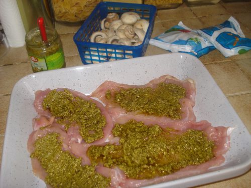 Escalopes de poulet Pesto Champi Mozza