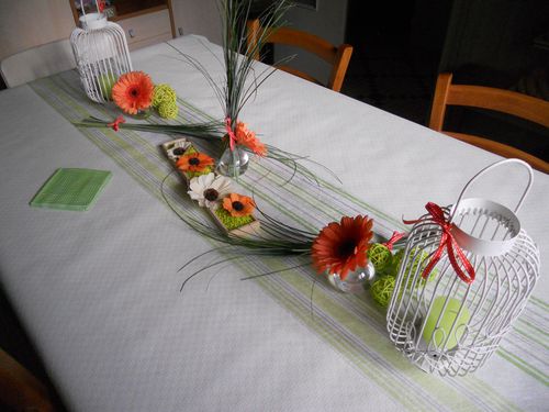 déco table orange vert et blanc (1)