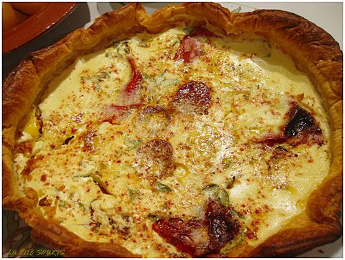 tarte chorizo tomate confites roquefort