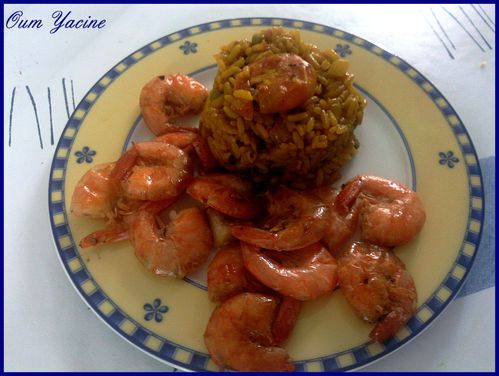 Asiette de riz aux crevettes