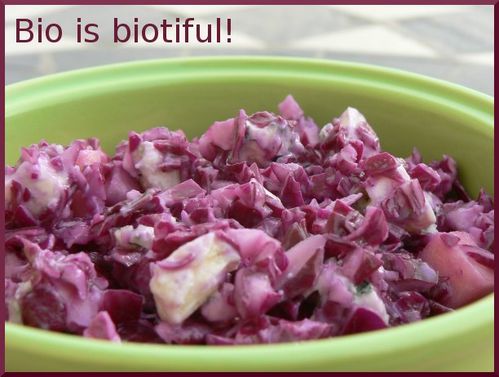 Salade chou rouge, pomme et roquefort 1