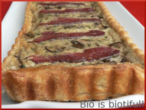Quiche aux champignons et magret fumé 1