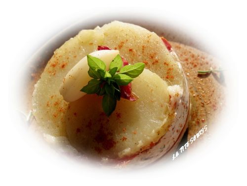POMME DE TERRE TOMATES CONFITE CREME D AIL CREME DE SARDINE