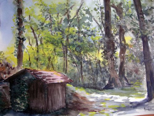 Paysages.Cabane au printemps