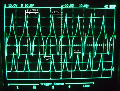 3- VM et V après diode, Nelle diode parallèle, sans bat,