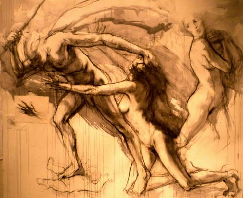 Ernest Pignon Ernest - d'après Nicolas poussin - Le massac