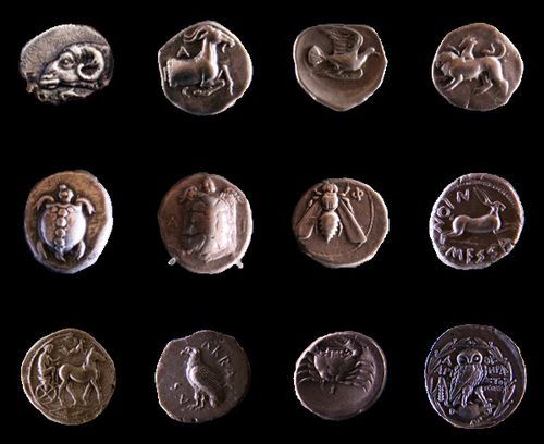 767c Athènes, musée numismatique, animaux