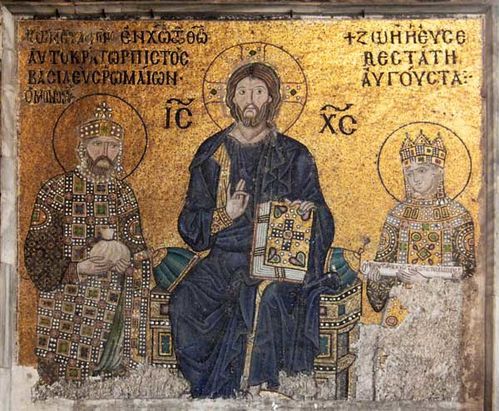 870j2a Christ Pantocrator, Constantin et Zoé à Ste-Sophie